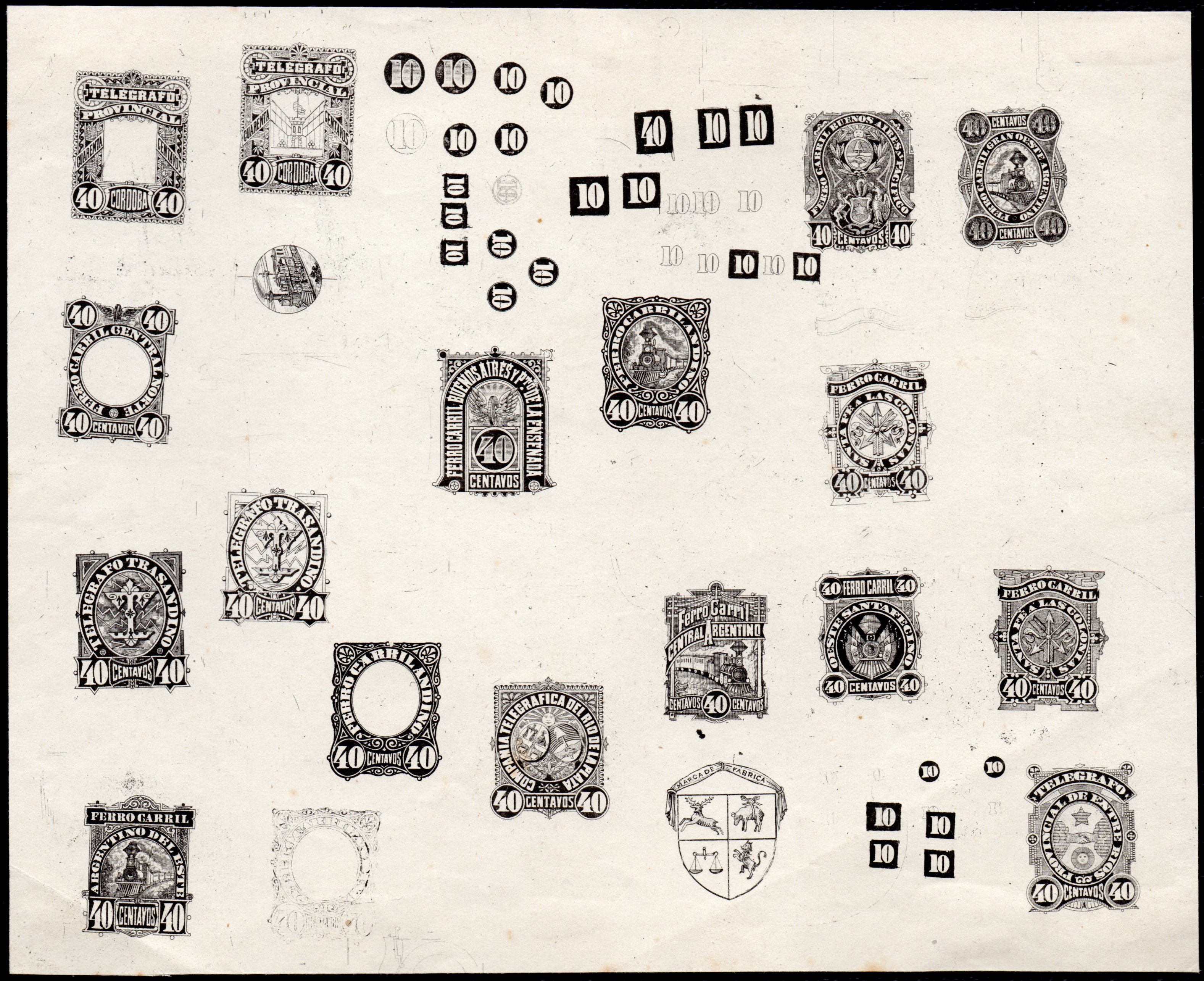 Argentina Railway Telegraph Stamps Composite sheet
